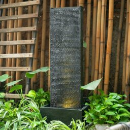 Rackhams 98cm H Black Rectangle Waterfall Stone Look Water Fountain with LED Light - thumbnail 3