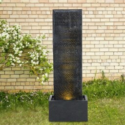Rackhams 98cm H Black Rectangle Waterfall Stone Look Water Fountain with LED Light - thumbnail 2