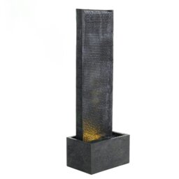 Rackhams 98cm H Black Rectangle Waterfall Stone Look Water Fountain with LED Light - thumbnail 6