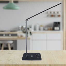 Rackhams Vario Designer Black Desk Lamp Wireless Phone Charging Adjustable Dimmable Great For Home Office