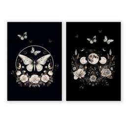Rackhams Butterfly Art Wall Decor - Set of 2 Dark Academy Wall art Prints - 12 x 16 inches / 30.5 x 40.65 cm - Polyester Canvas 260 gsm - Canvas wrapped - thumbnail 1