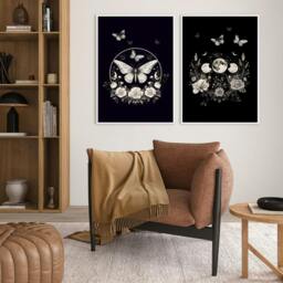 Rackhams Butterfly Art Wall Decor - Set of 2 Dark Academy Wall art Prints - 12 x 16 inches / 30.5 x 40.65 cm - Polyester Canvas 260 gsm - Canvas wrapped - thumbnail 5