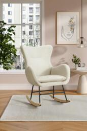 Rackhams Comfy Netural Bouclé Upholstered Rocking Accent Chair with High Backrest and Armrests - White - One Size - thumbnail 2