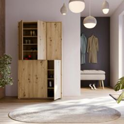 Rackhams Alice Springs Shoe Cabinet with 6 Doors Push-to-Open in Artisan Oak - Matt - Standard - Artisan Oak