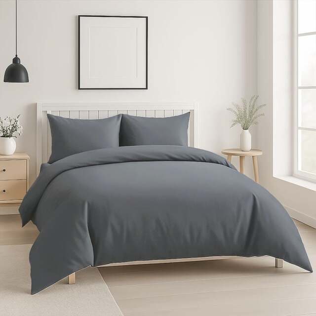 Rackhams Luxury 200TC Duvet Cover And Pillowcase/s Set Bed Linen - King - Grey - image 1