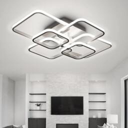 Rackhams New LED Ceiling Light Fixture with Square Lampshades - 4 square shades