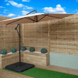 Rackhams 3m Cantilever Banana Garden Parasol in Beige with Crank Handle and Parasol Base Weights Included - thumbnail 1
