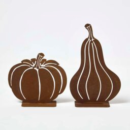 Rackhams Steel Pumpkin & Squash Garden Ornaments, Set of 2