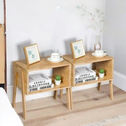 Rackhams Set Of 2 Wooden Stackable Bedside Tables - thumbnail 1