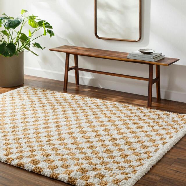 Rackhams Birmingham-Modern Black Grey Brown Checkered Soft Plush Pile Rug - 200 x 275 cm - image 1