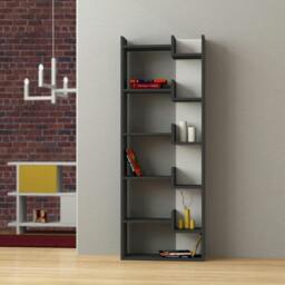 Rackhams Oppa Modern Bookcase Display Unit Anthracite 62.4cm - Oak Anthracite Grey - thumbnail 3