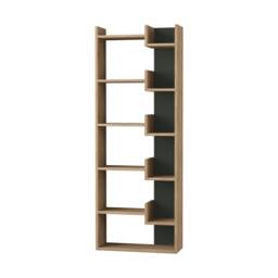 Rackhams Oppa Modern Bookcase Display Unit Anthracite 62.4cm - Oak Anthracite Grey - thumbnail 2