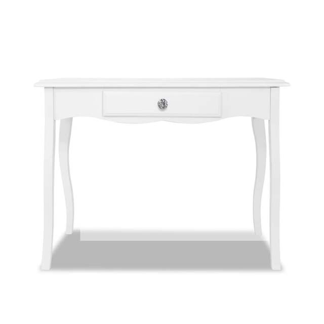 Rackhams Romance French Dressing Table with Drawer and Crystal Handle - True White, White - image 1