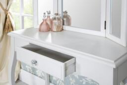 Rackhams Romance French Dressing Table with Drawer and Crystal Handle - True White, White - thumbnail 6