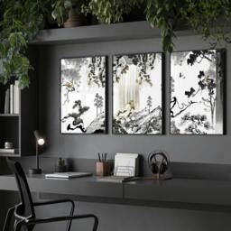Rackhams Decoration For Office Walls - Set of 3 wall art prints - A2 16.54 x 23.39 in / 42 x 59.4 cm - Matte Museum Quality Art Paper 290 gsm - Oak Frame - thumbnail 3