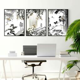 Rackhams Decoration For Office Walls - Set of 3 wall art prints - A2 16.54 x 23.39 in / 42 x 59.4 cm - Matte Museum Quality Art Paper 290 gsm - Oak Frame - thumbnail 5