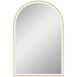 Rackhams 90 x 60 cm Bathroom Mirror with LED Lights, Anti-Fog Arched Vanity Mirror with 3 Colour Dimmable, Gold Tone - Gold Tone - thumbnail 2