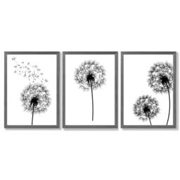 Rackhams DANDELIONS Set of 3 Framed Sketch Wall Art Prints - 50x70cm - Oak - thumbnail 5