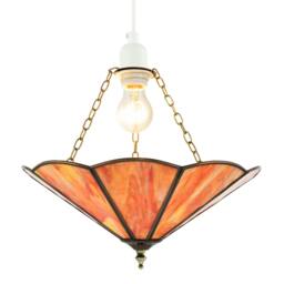 Rackhams Orange Amber Chic Tiffany Glass Easy Fit Pendant Shade with Chains - thumbnail 2