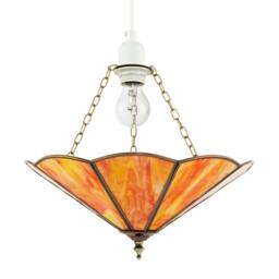 Rackhams Orange Amber Chic Tiffany Glass Easy Fit Pendant Shade with Chains - thumbnail 1