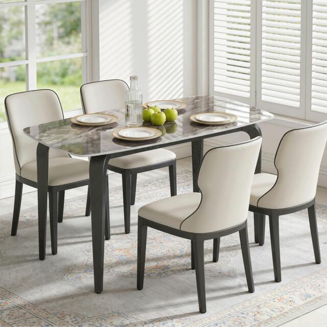 Rackhams Dining Table for 4, Kitchen Table with Sintered Stone Tabletop - Brown - 130 x 70 x 75 cm - image 1