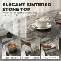 Rackhams Dining Table for 4, Kitchen Table with Sintered Stone Tabletop - Brown - 130 x 70 x 75 cm - thumbnail 5