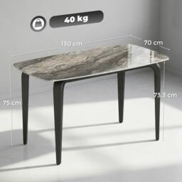 Rackhams Dining Table for 4, Kitchen Table with Sintered Stone Tabletop - Brown - 130 x 70 x 75 cm - thumbnail 3