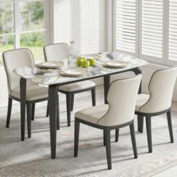 Rackhams Dining Table for 4, Kitchen Table with Sintered Stone Tabletop - Brown - 130 x 70 x 75 cm - thumbnail 6