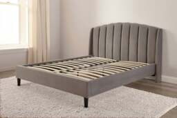 Rackhams Aurelia Winged Grey Upholstered Bed Frame - Double - thumbnail 6