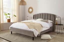 Rackhams Aurelia Winged Grey Upholstered Bed Frame - Double - thumbnail 1