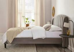 Rackhams Aurelia Winged Grey Upholstered Bed Frame - Double - thumbnail 3