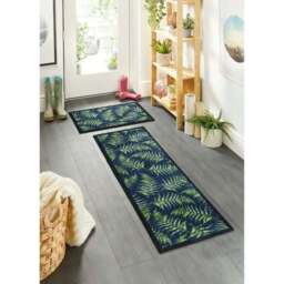 Rackhams Washable Fern Leaves Mat and Runner Plant Design - 50X150 cm - thumbnail 3