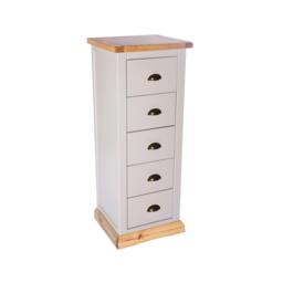 Rackhams Bomporto 5 Drawer Narrow Chest of Drawers Brass Cup Handle - Light Grey - thumbnail 2