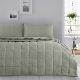 Rackhams Waffle Weave Luxury Bedspread Set - White - One Size - thumbnail 4