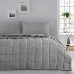 Rackhams Waffle Weave Luxury Bedspread Set - White - One Size - thumbnail 2