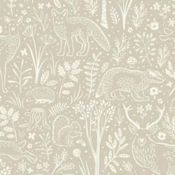 Rackhams Native Woodland Animals Nursery Textured Wallpaper, Beige - thumbnail 1
