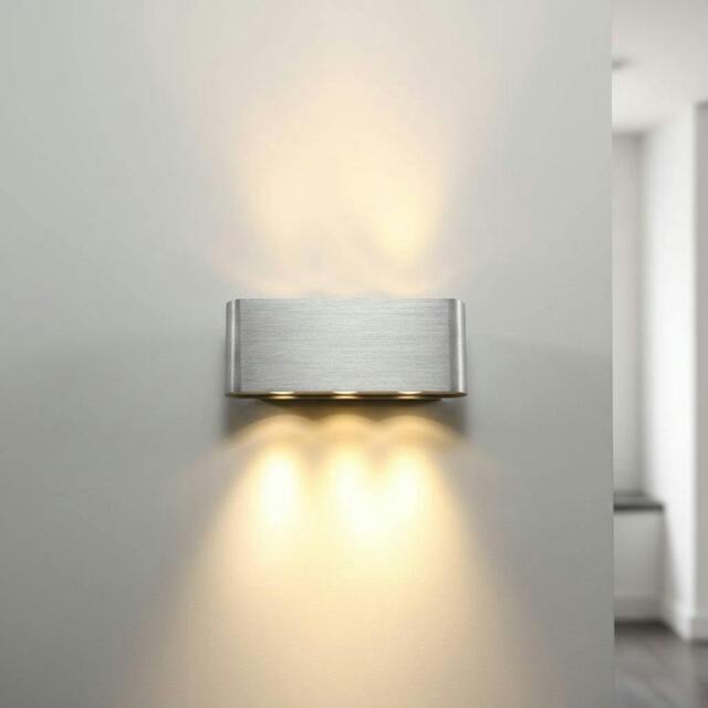 Rackhams 6 Watt Brushed Aluminium Internal Wall Light Up and Down - image 1