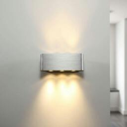 Rackhams 6 Watt Brushed Aluminium Internal Wall Light Up and Down - thumbnail 1