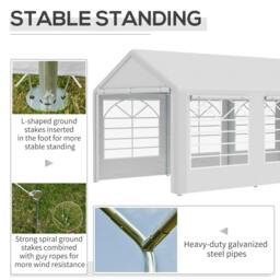 Rackhams 6m x 3m Garden Gazebo Marquee Wedding Shelter Level 4 Wind Protection, White - thumbnail 5