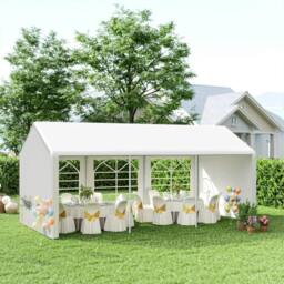 Rackhams 6m x 3m Garden Gazebo Marquee Wedding Shelter Level 4 Wind Protection, White - thumbnail 2