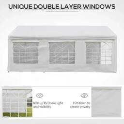 Rackhams 6m x 3m Garden Gazebo Marquee Wedding Shelter Level 4 Wind Protection, White - thumbnail 4