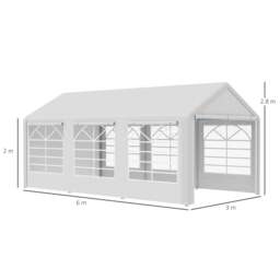 Rackhams 6m x 3m Garden Gazebo Marquee Wedding Shelter Level 4 Wind Protection, White - thumbnail 3