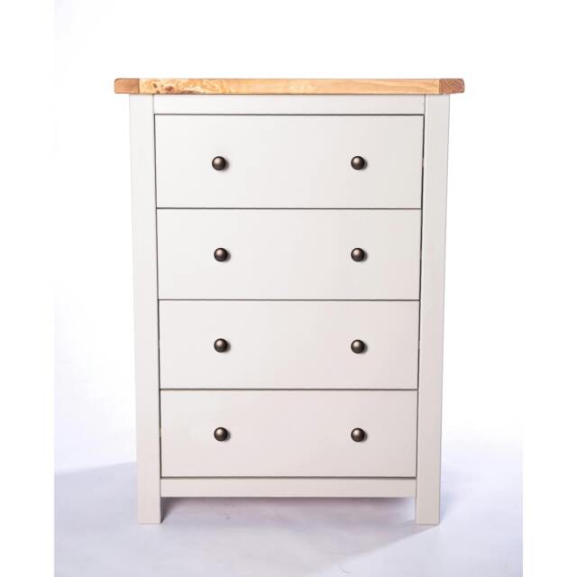 Rackhams Argenta 4 Drawer Chest of Drawers Brass Knob - Light Grey - image 1