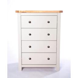 Rackhams Argenta 4 Drawer Chest of Drawers Brass Knob - Light Grey - thumbnail 1