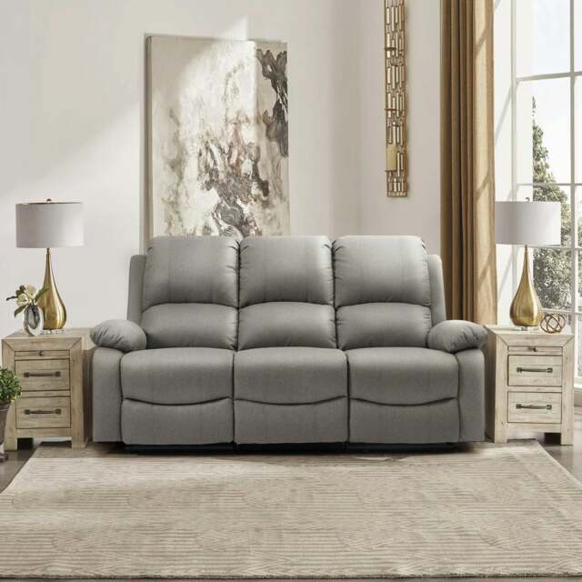 Rackhams Venice Reclining Luxury Fabric Sofa Set - Light Grey - 3 Seater only - image 1