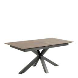 Rackhams Heaven Extendable Dining Table with Ceramic Rusty Brown Top 168cm - Black - No - Brown - thumbnail 1