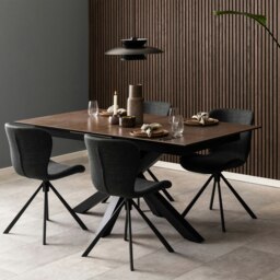 Rackhams Heaven Extendable Dining Table with Ceramic Rusty Brown Top 168cm - Black - No - Brown - thumbnail 4