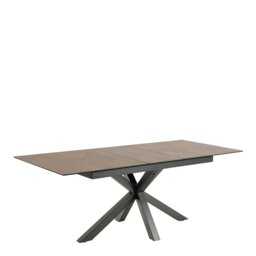 Rackhams Heaven Extendable Dining Table with Ceramic Rusty Brown Top 168cm - Black - No - Brown - thumbnail 3