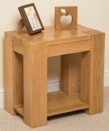 Rackhams Kuba Solid Oak Lamp Table for Living Room - Oak - Brown - 62 x 42 x 60 cm
