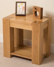 Rackhams Kuba Solid Oak Lamp Table for Living Room - Brown - thumbnail 3